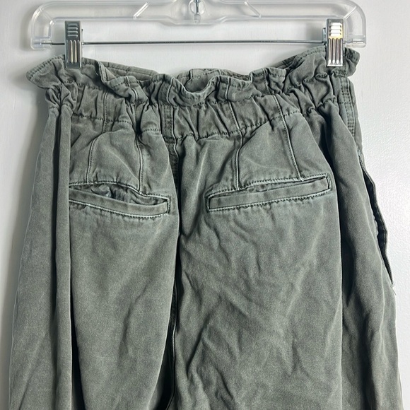 Free People Margate Pleated High Waist Paper Bag Boho Trouser Sugar Kelp Green - Picture 8 of 16